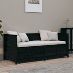 vidaXL Lit de jour Noir 75x190 cm Bois de pin massif