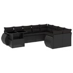 vidaXL Salon de jardin 10 Pièces avec coussins noir résine tressée