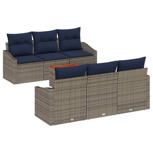 vidaXL Ensemble de canapé de jardin 7 Pièces Gris et bleu marine