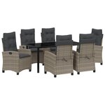 vidaXL Ensemble de salle à manger de jardin 7 pièces avec coussins gris en poly rattan
