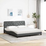 vidaXL Lit avec matelas gris foncé 180x200 cm tissu