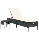 vidaXL Ensemble de chaises longues avec coussins 3 Pièces noir poly rotin