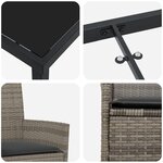 vidaXL Ensemble de Salle à Manger de Jardin de 3 Pièces avec Coussins Gris en Rattan Poly