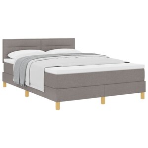 vidaXL Lit à ressorts avec coussin Taupe 140 x 190 cm tissu