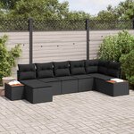 vidaXL Ensemble de canapé de jardin avec coussin 8 Pièces Noir Polyrotin