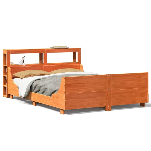 vidaXL Cadre de lit sans matelas cire marron 150x200cm bois pin massif