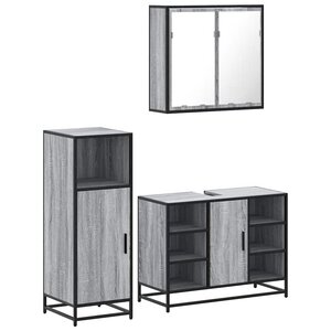 vidaXL Ensemble de meubles de salle de bain 3 Pièces Sonoma gris