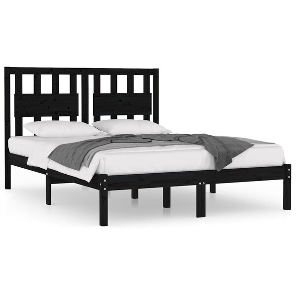 vidaXL Cadre de lit sans matelas noir bois massif 200x200 cm