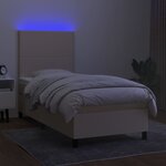 vidaXL Sommier à lattes de lit et matelas et LED Crème 100x200cm Tissu