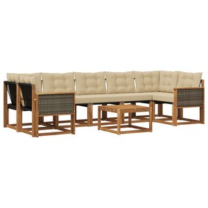 vidaXL Ensemble de canapés d'extérieur 8 pc Naturel et Beige