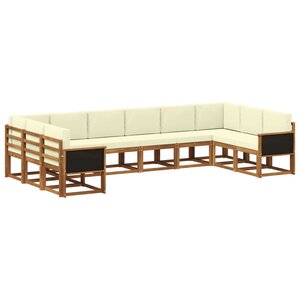 vidaXL Ensemble de canapés d'extérieur 10 pc Naturel et Crème