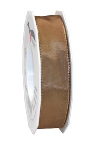 Ruban de soie acetat laitonné lyon 25-m-rouleau 25 mm ocre jaune