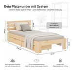 Lit simple 90x200 avec tiroir naturel