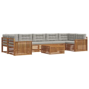 vidaXL Ensemble de canapés d'extérieur 8 pc Gris Naturel et Clair