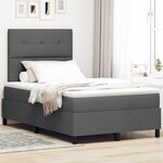 vidaXL Lit à ressorts avec matelas et lumière LED - Gris foncé - 120x200 cm Tissu