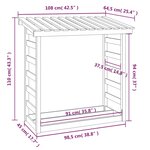 vidaXL Support pour bois de chauffage Blanc 108x64 5x110cm Bois de pin