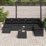 vidaXL Ensemble de canapé de jardin avec coussin 9 Pièces Noir polyrotin