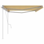 vidaXL Auvent manuel rétractable avec poteaux 5x3 m Jaune et blanc