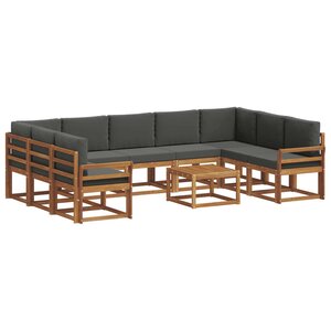vidaXL Ensemble de canapés d'extérieur 10 pc Naturel et Anthracite
