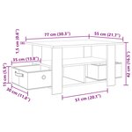 vidaXL Table basse Gris Sonoma 77 x 55 x 42 cm Bois d'ingénierie
