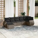 vidaXL Salon de jardin avec coussins 7 Pièces gris résine tressée
