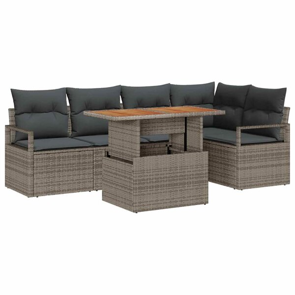 vidaXL Ensemble de salle à manger pour jardin 6 Pièces Gris  Marron