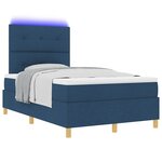 vidaXL Lit à ressort LED avec matelas Bleu 120 x 200 cm tissu