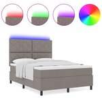 vidaXL Lit à ressorts avec matelas et LED taupe  140x200 cm en tissu
