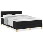 vidaXL Lit à ressort avec matelas noir 160x200 cm tissu