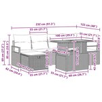 vidaXL Ensemble de canapé de jardin avec coussin 7 Pièces Noir polyrotin
