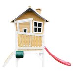 AXI Cabane enfant ROBIN Brun Blanc avec toboggan Rouge