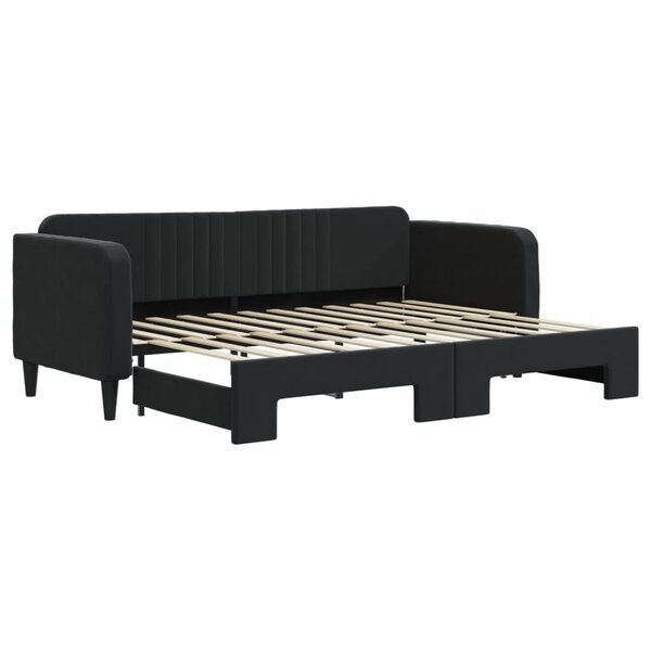 vidaXL Lit de jour avec lit gigogne noir 80x200 cm velours