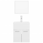vidaXL Ensemble de meubles de salle de bain Blanc brillant Aggloméré