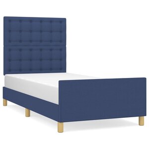 vidaXL Cadre de lit avec tête de lit Bleu 80x200 cm Tissu