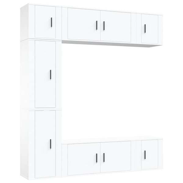 vidaXL Ensemble de meubles TV 7 Pièces Blanc Bois d'ingénierie