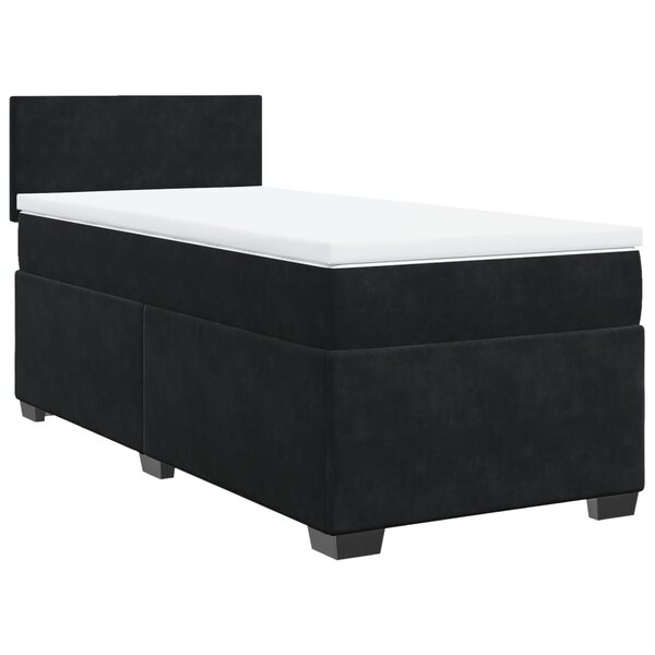 vidaXL Sommier à lattes de lit avec matelas Noir 90x200 cm Velours