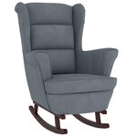 vidaXL Fauteuil à bascule à oreilles en velours gris foncé bois massif