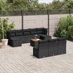 vidaXL Salon de jardin 11 Pièces avec coussins noir résine tressée