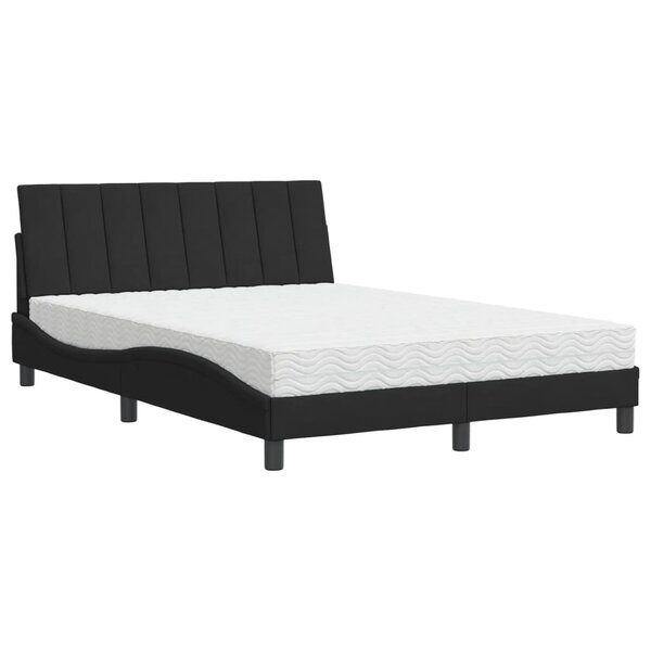 vidaXL Lit avec matelas Hanko noir 120x200 cm velours