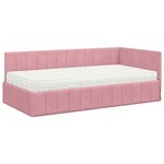 vidaXL Cadre de lit d'angle avec matelas 2 pc Rose 90 x 190 cm Velours