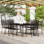 vidaXL Ensemble à manger de jardin 9 Pièces Noir