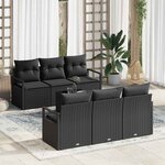 vidaXL Ensemble de canapé de jardin 7 Pièces Noir 55 x 55 x 37 cm