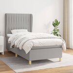 vidaXL Sommier à lattes de lit et matelas Gris clair 90x190 cm Tissu