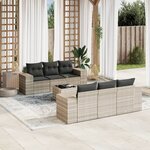 vidaXL Salon de jardin avec coussins 7 Pièces gris clair résine tressée