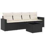 vidaXL Salon de jardin 5 Pièces avec coussins noir résine tressée