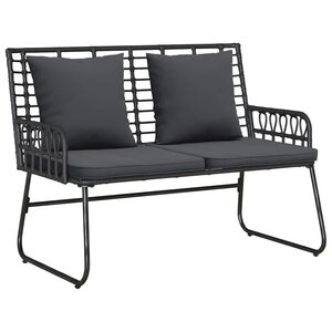 vidaXL Banc de jardin Noir et anthracite Rattan synthétique  acier