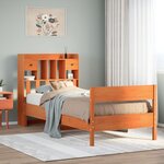 vidaXL Lit bibliothèque sans matelas cire marron 90x200 cm pin massif
