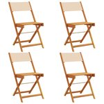 vidaXL Chaises de jardin pliantes lot de 4 beige tissu et bois massif
