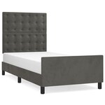 vidaXL Cadre de lit sans matelas gris foncé 100x200 cm velours