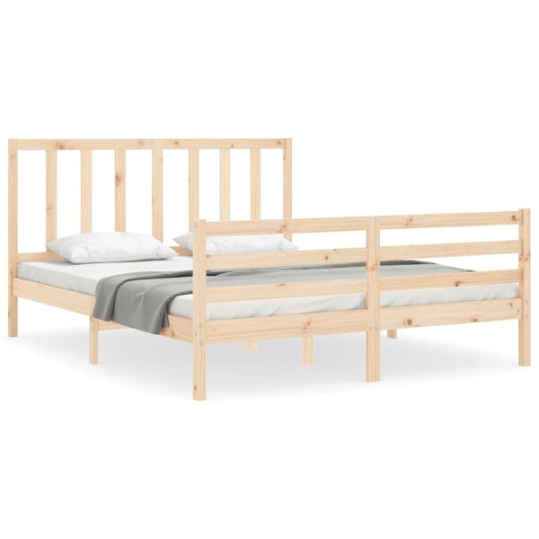vidaXL Cadre de lit avec tête de lit 160x200 cm bois massif